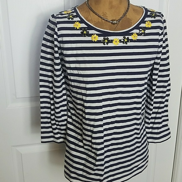 MAX MARA WEEKEND 3/4 SLEEVE EMBELLISHED TEE - Picture 2 of 7